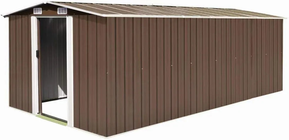 Geräteschuppen Braun, 257x489x181 cm Metall -at, Gartenhaus, Gerätehaus, Fahrradgarage, Gartenhütte, Geräte Schuppen, Gartengerätehaus