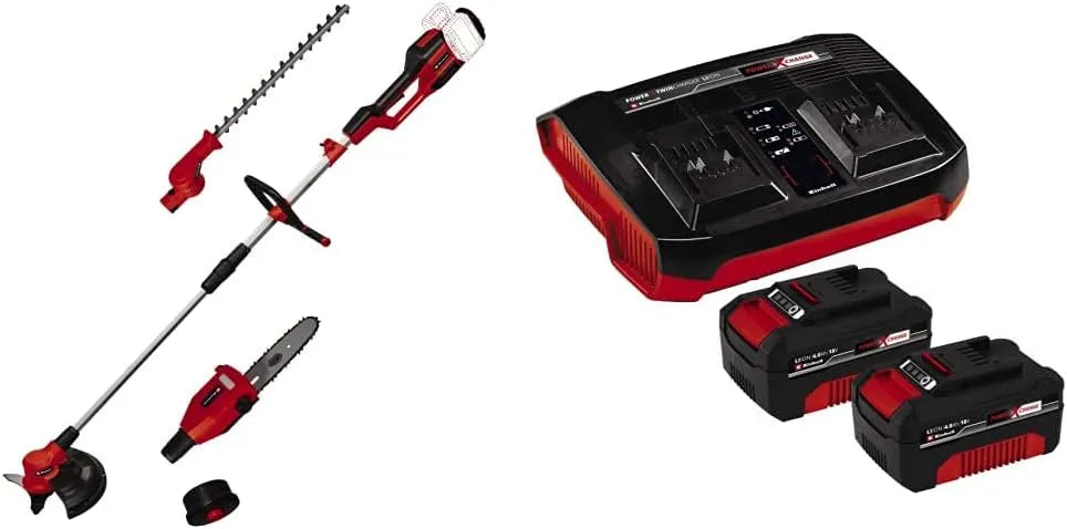 Einhell Heckenschere GE-LM 36, Akku-Multifunktionswerkzeug /4in1 Li Power X-Change, 2x 18 V, Heckenscherenkopf 7-fach neigbar, Brushless Motor, Li-Ion
