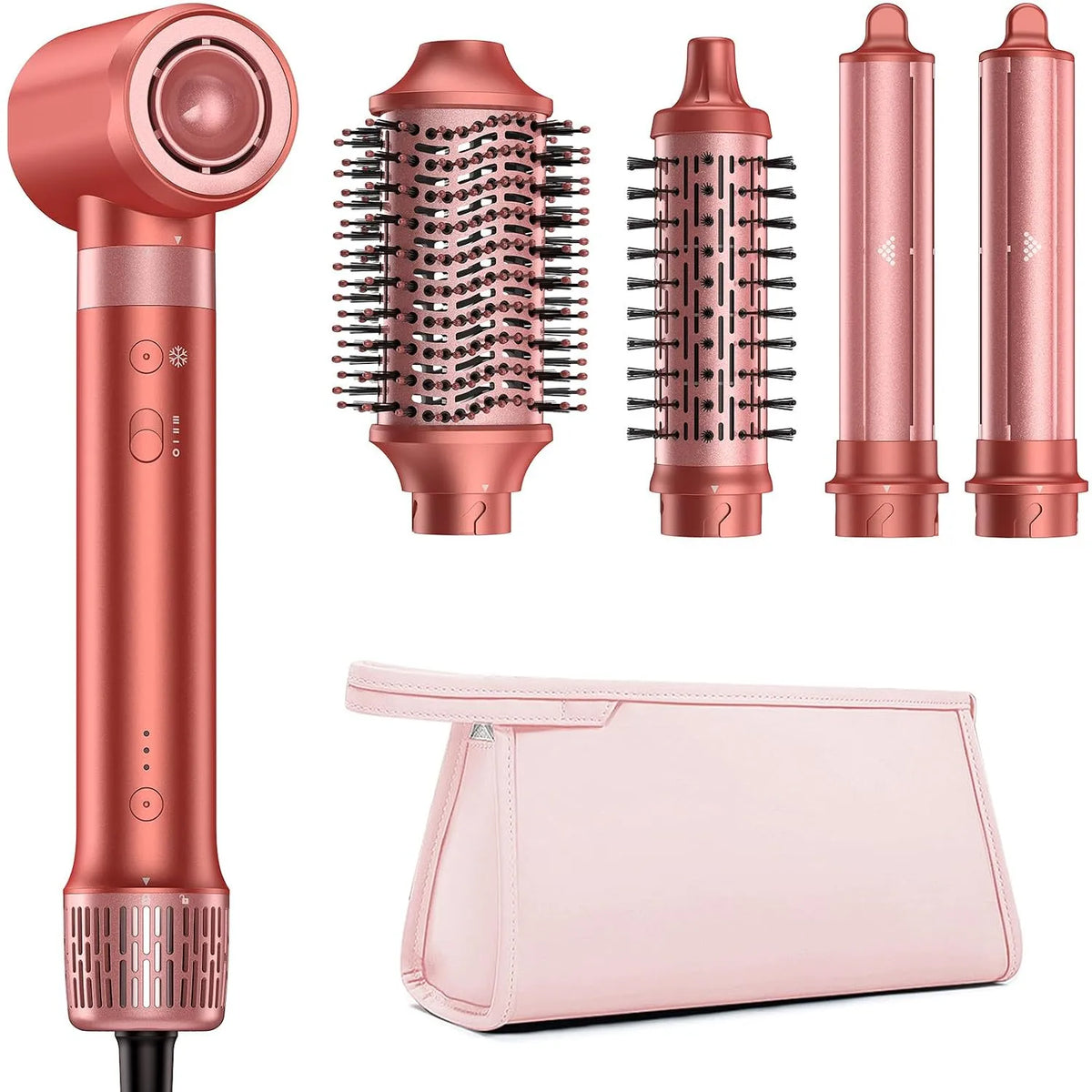 5 in 1 mit Auto Lockenstab HITTIONA Airstyler, Hairstyler für Schnelltrocknend, und High Speed Ionen Föhn, Flauschige Locken & Seidiges Haar