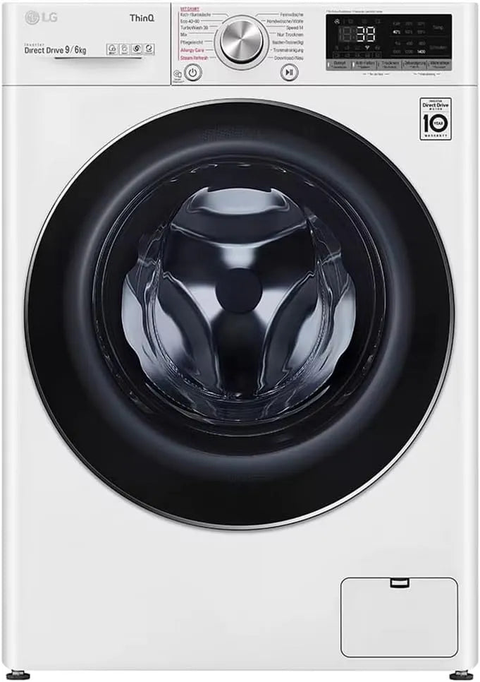 LG Waschtrockner V7WD96H1A 1400, Gewicht 9 kg Waschen, Gewicht 6 kg Trocknen, TurboWash 360°, Electronics mit AI DD, Wi-Fi-Funktion, Min, Steam, Weiß