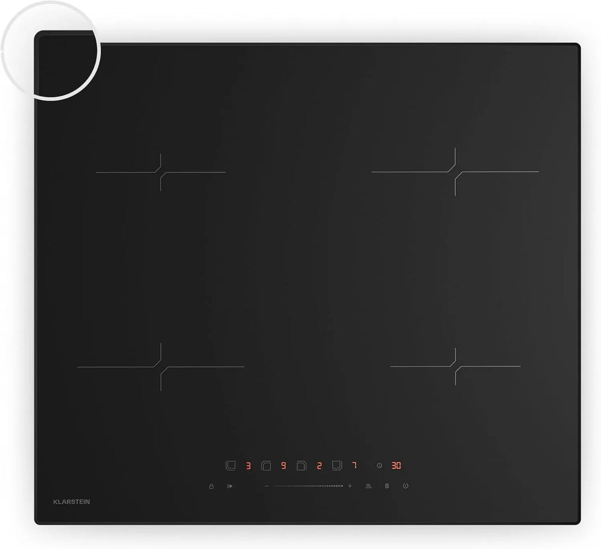 Klarstein Induktionskochfeld, Breite 60cm, 4-Zonen, Leistung 7000W Boost, Velaire, Touch-Slider, Timer, Kindersicherung, Restwärmeanzeige