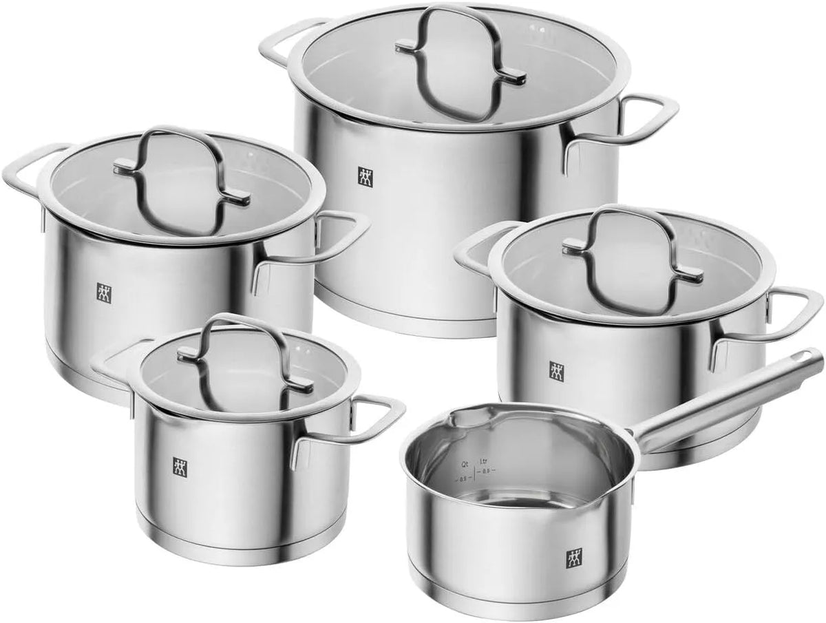 Kochtopf ZWILLING TrueFlow, Mit Ausgießfunktion, Unbeschichtet, Silber, Set 5-teilig, Induktionsgeeignet, Edelstahl