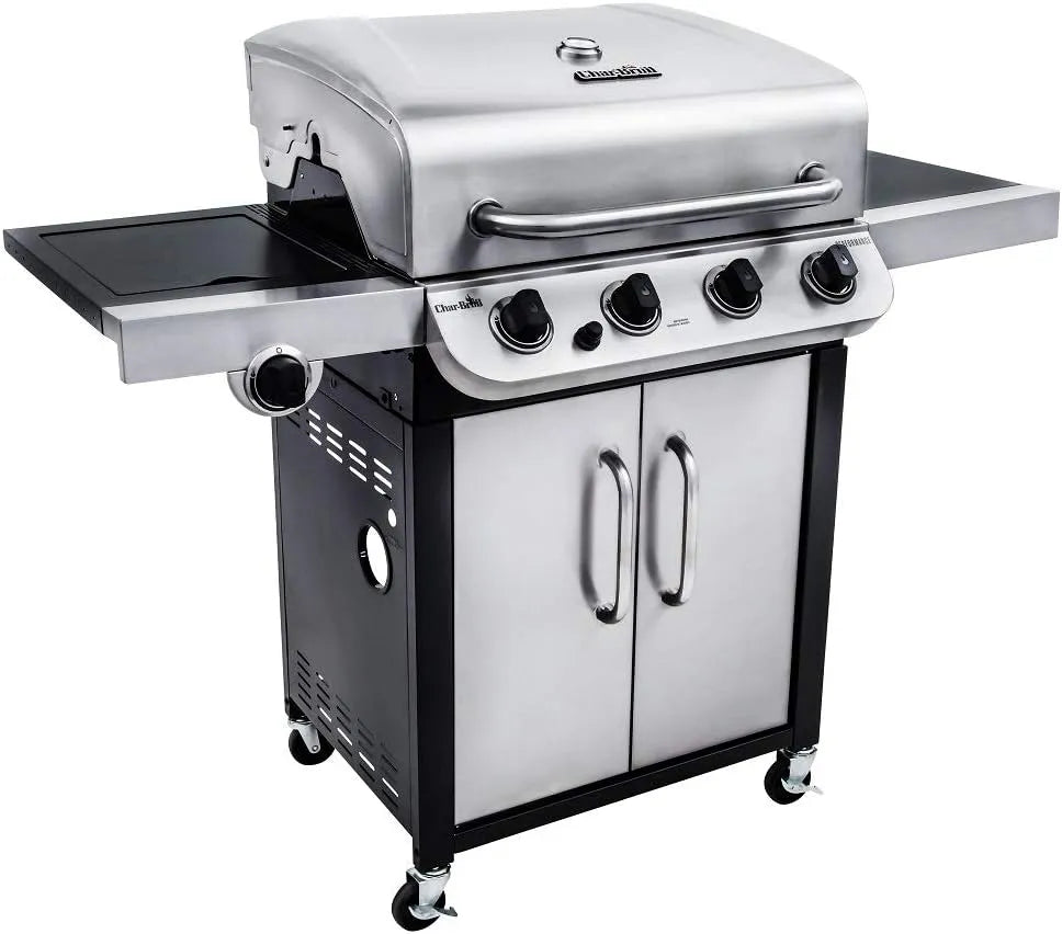 Char-Broil Gasgrill 440S, 4 Brenner mit Seitenbrenner, Convective, Edelstahl