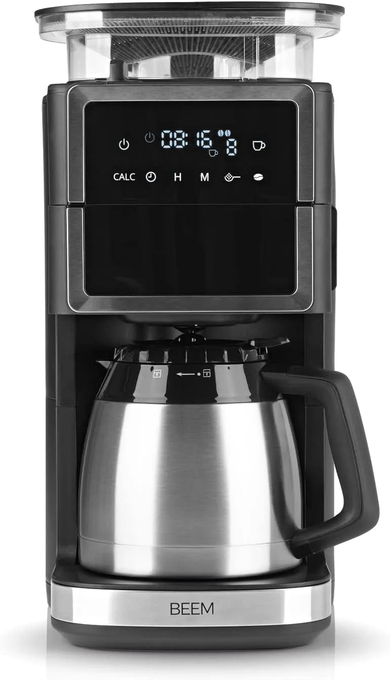 Kaffeemaschine 24-H-Timer, Leistung 1000 W, Mit Isolierkanne & Aroma-Plus-Funktion, bis zu 10 Tassen, Thermo, Edelstahl, Permanentfilter &