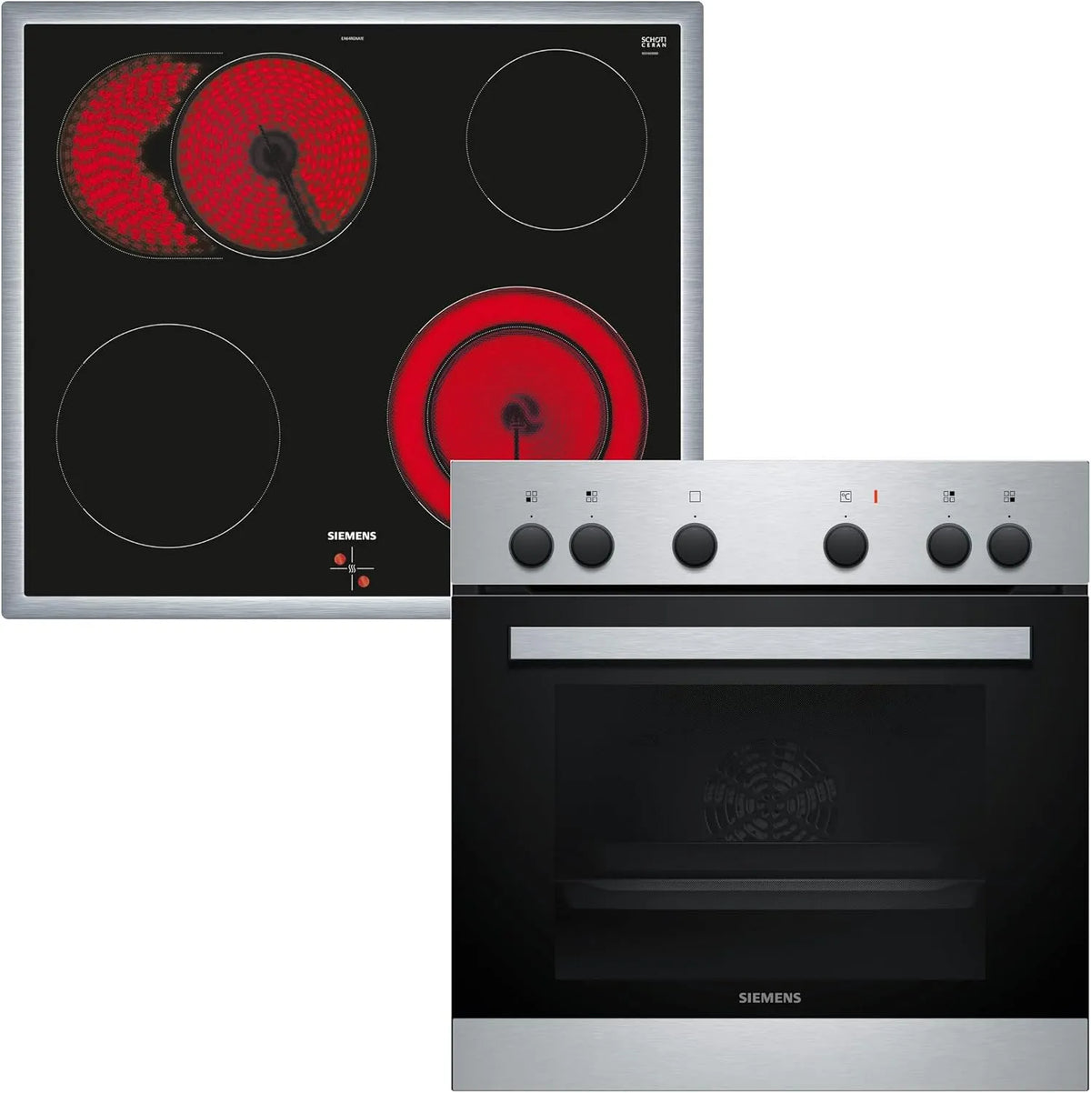 Siemens Kochfeld EQ110KA2EE iQ100 3D-Heißluft, Plus Backen auf 3 Ebenen, 59,4 cm breit, Herd-Glaskeramik -Kombination, herdgesteuert