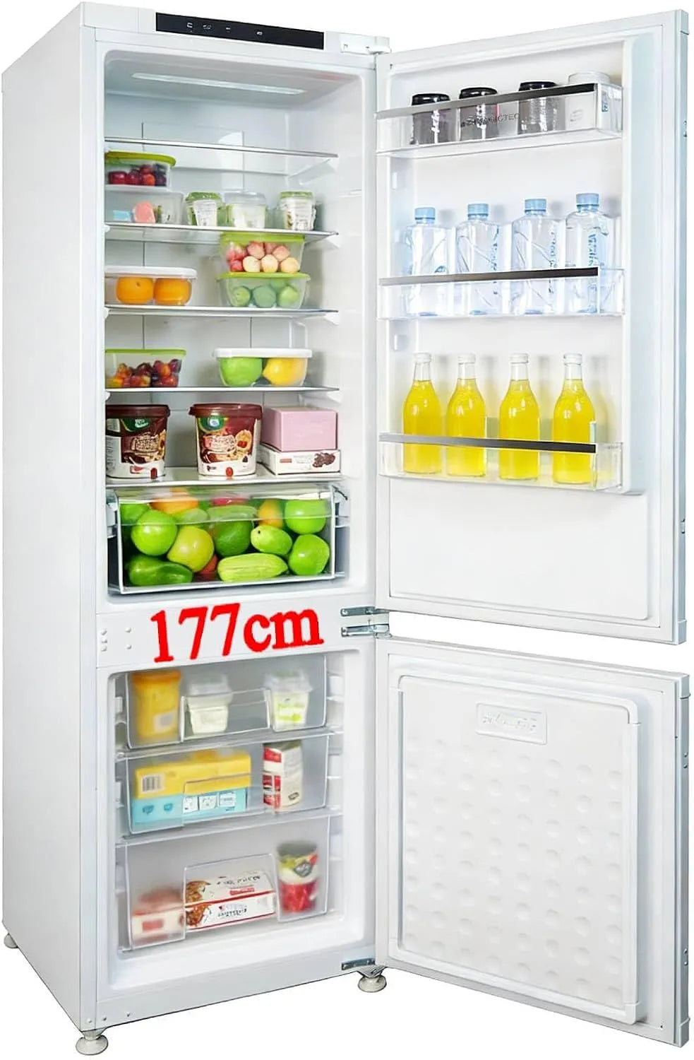 Kühlschrank, kühl gefrierkombination einbau 178, Fassungsvermögen 168L, 5 hat,5 Schubladen, Energieeffizient, Türs Wechselbar, Fassungsvermögen 236L
