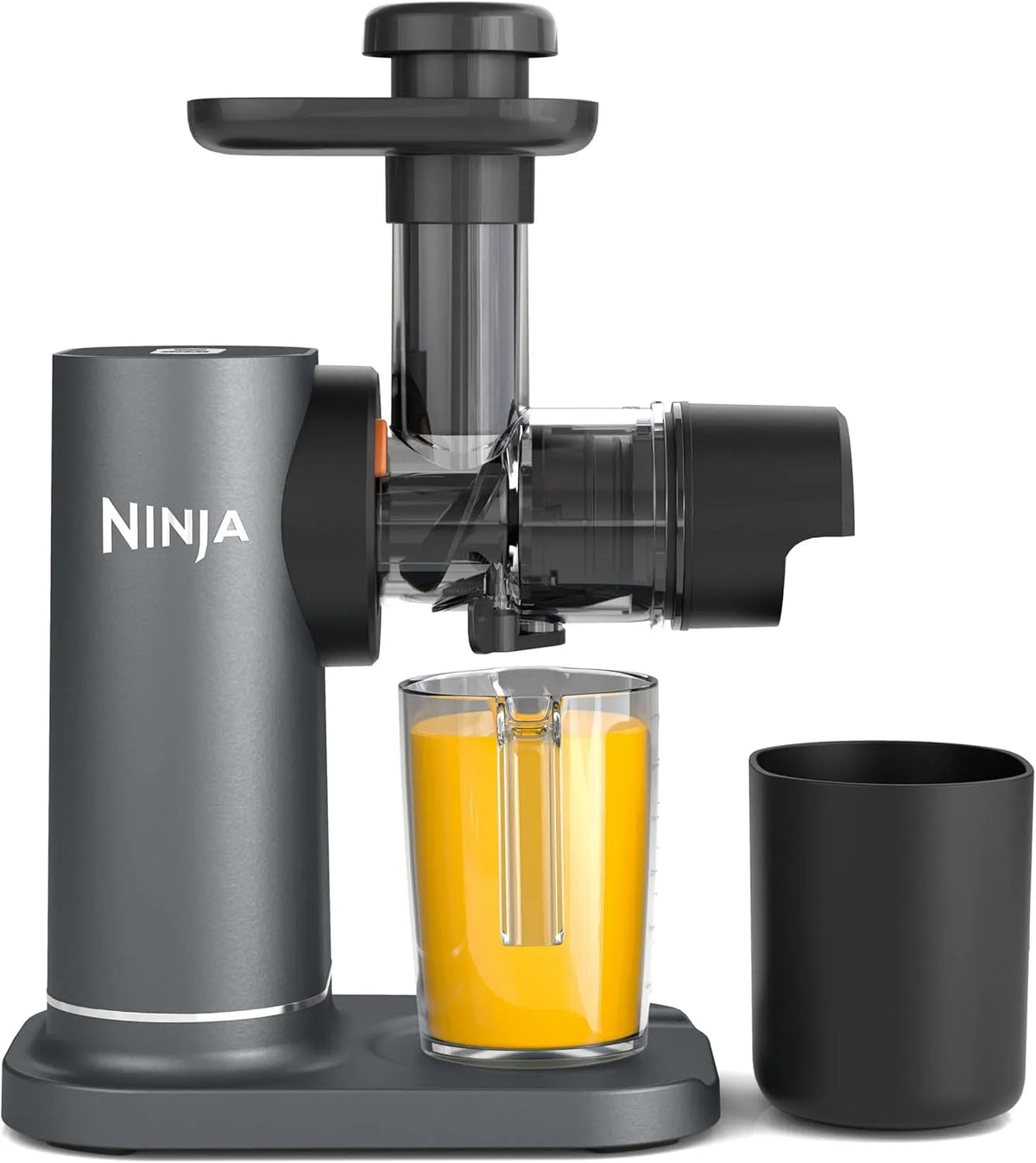 Ninja Entsafter 700-ml-Becher 1-L-Fruchtfleischbehälter JC151EU, für frische Säfte, kompakt, Farbe Grau, Kaltpresse Gemüse und Obst mit & 1