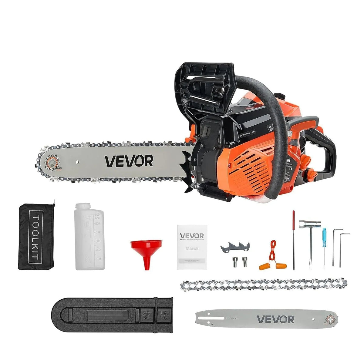 Vevor Modell 12000U 12000U 12000U/min, max. 12000U, Not-Aus-Funktion, Baumbeschneiden & Roden, 40cc Benzin-Kettensäge, zwei Kraftstofftanks