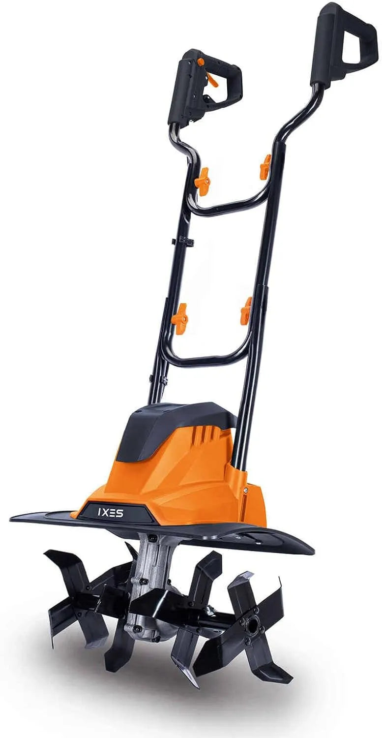 Motorhacke 4PS, Leistungsstarker 1050W 1 Motor, 36cm Arbeitsbreite, 22cm Arbeitstiefe, 16 Hackmesser, IXES Elektro Gartenfräse, Sicherheitsschalter