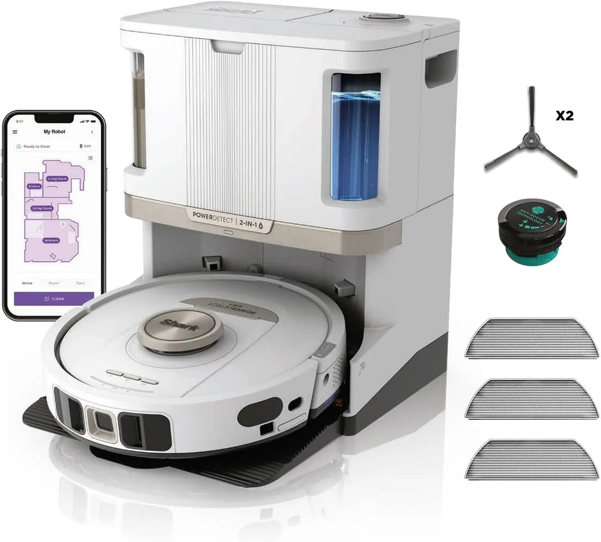 Shark Modell 2-in-1-Saug AV2820ZEEUWH, PowerDetect - & Wischroboter, NeverTouch Pro 60 Tage, 3D- & LiDAR-Navi, Befüllung & -Reinigung, App-Steuerung