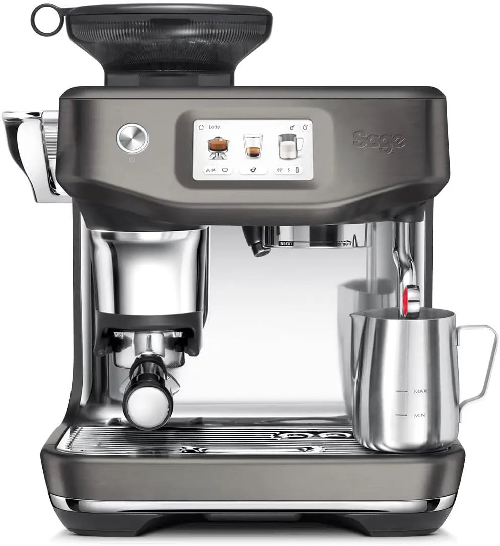 Sage Kaffeemaschine, The Barista Touch Impress, Intelligente Dosierung, Schwarzer Edelstahl, 8 Voreinstellungen, assistiertes Tampern