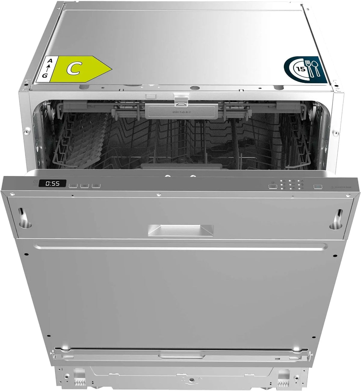 Cecotec Geschirrspüler 6500, Einbau 60cm Bolero Aguazero Full-BI C. 15 Maßgedecke, Inverter Plus Motor, 6 Prog, O2 Dry, dritte Schublade