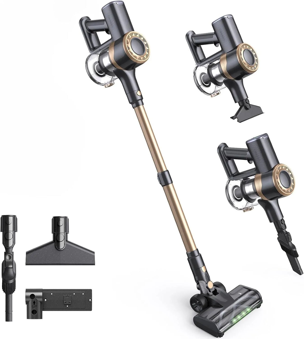 Staubsauger Lubluelu Akku, Kabellos, Ideal für Tierhaare, Hartböden & Auto, 450W Motor & 45kPa Saugleistung, Teppiche, Gold