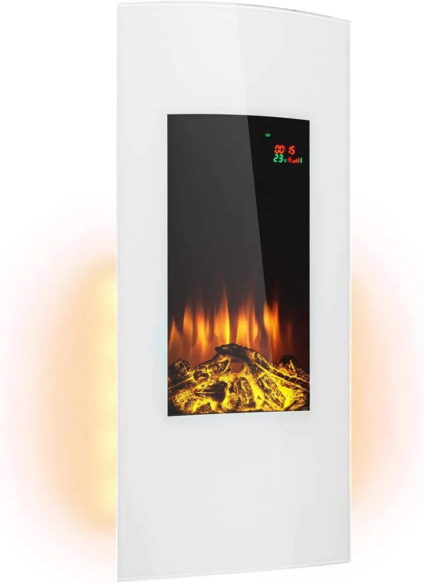 Klarstein Elektrokamin, Elektro Heizungen für Wohnzimmer & Innenräume, Kamin zur Wandmontage, Einstellbarer Thermostat, Heizung 2000 W