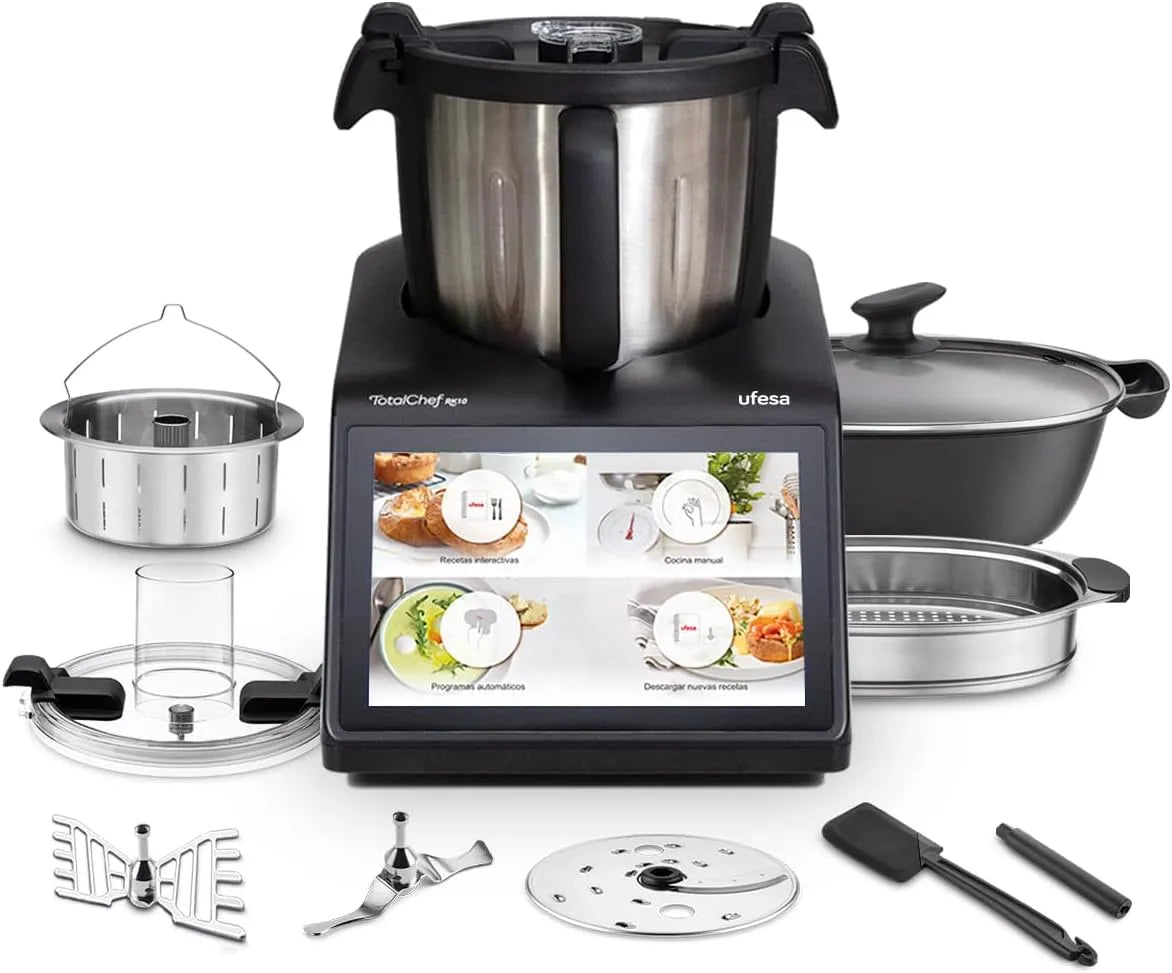 Modell Intelligenter Multifunktions-Küchenroboter RK10 Ufesa TotalChef, 30 Funktionen, Nutzkapazität 3L, Interaktiv, Zubehör, 10' Touchscreen, WIFI