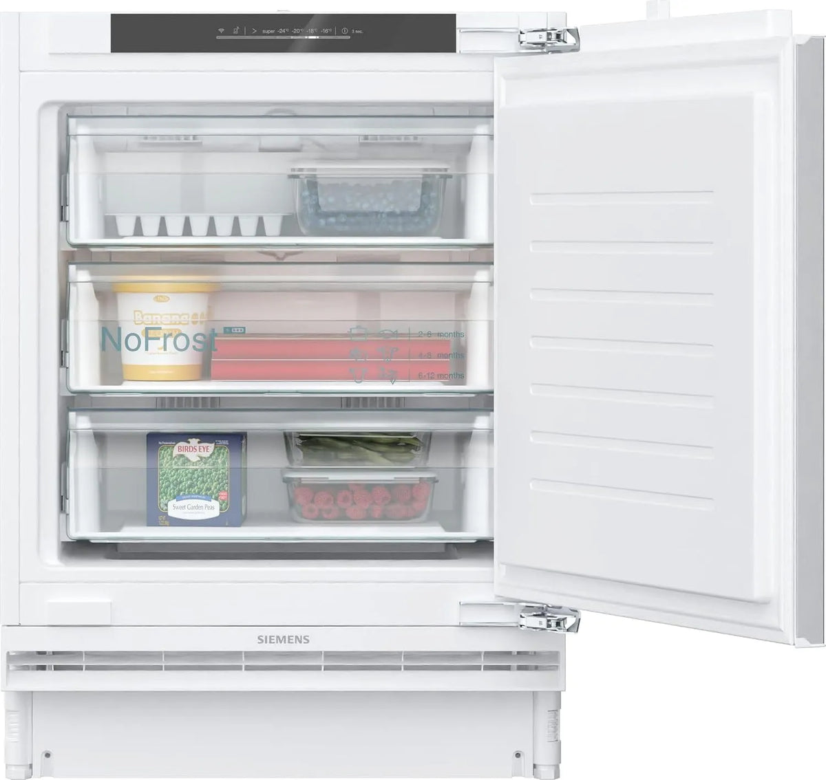 Siemens Gefrierschrank GU21NADE0 iQ500, Maße 82 x 59,8 cm, Fassungsvermögen 85 L Gefrieren, Smarter Einbau, Flachscharnier mit Softeinzug, noFrost