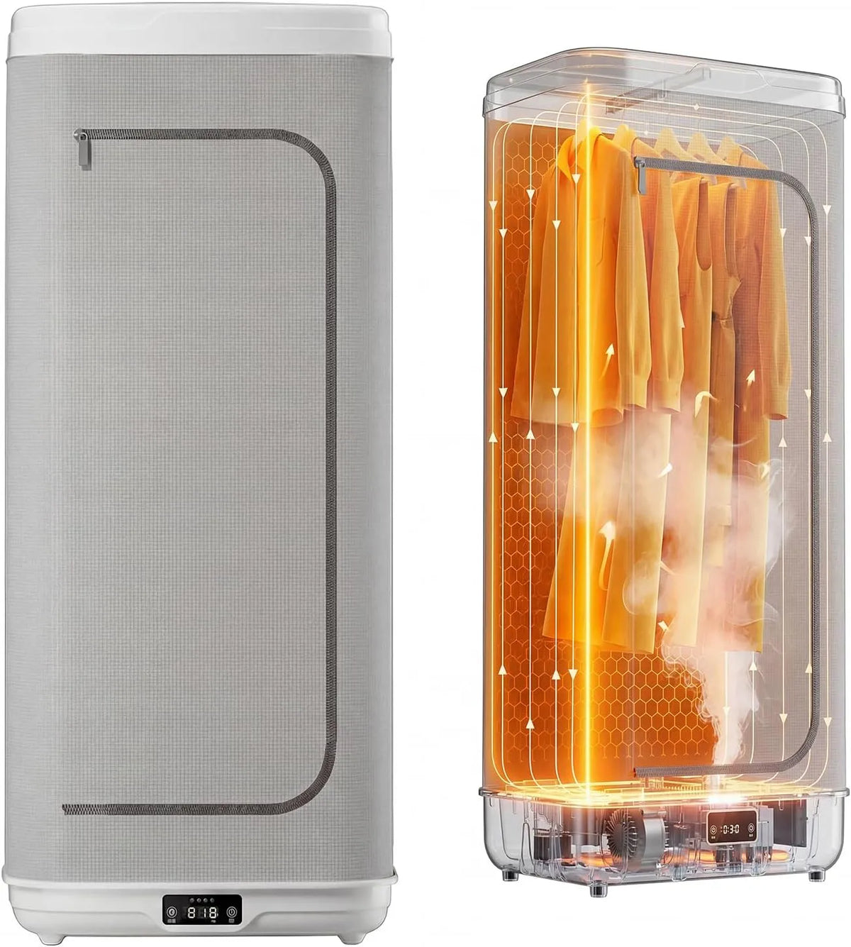 Wäschetrockner Tragbarer, Faltbarer Elektrischer,1000W Doppelschicht mit LED-Anzeige, Timer und Fernbedienung, geeignet für Wohnmobile, Wohnungen