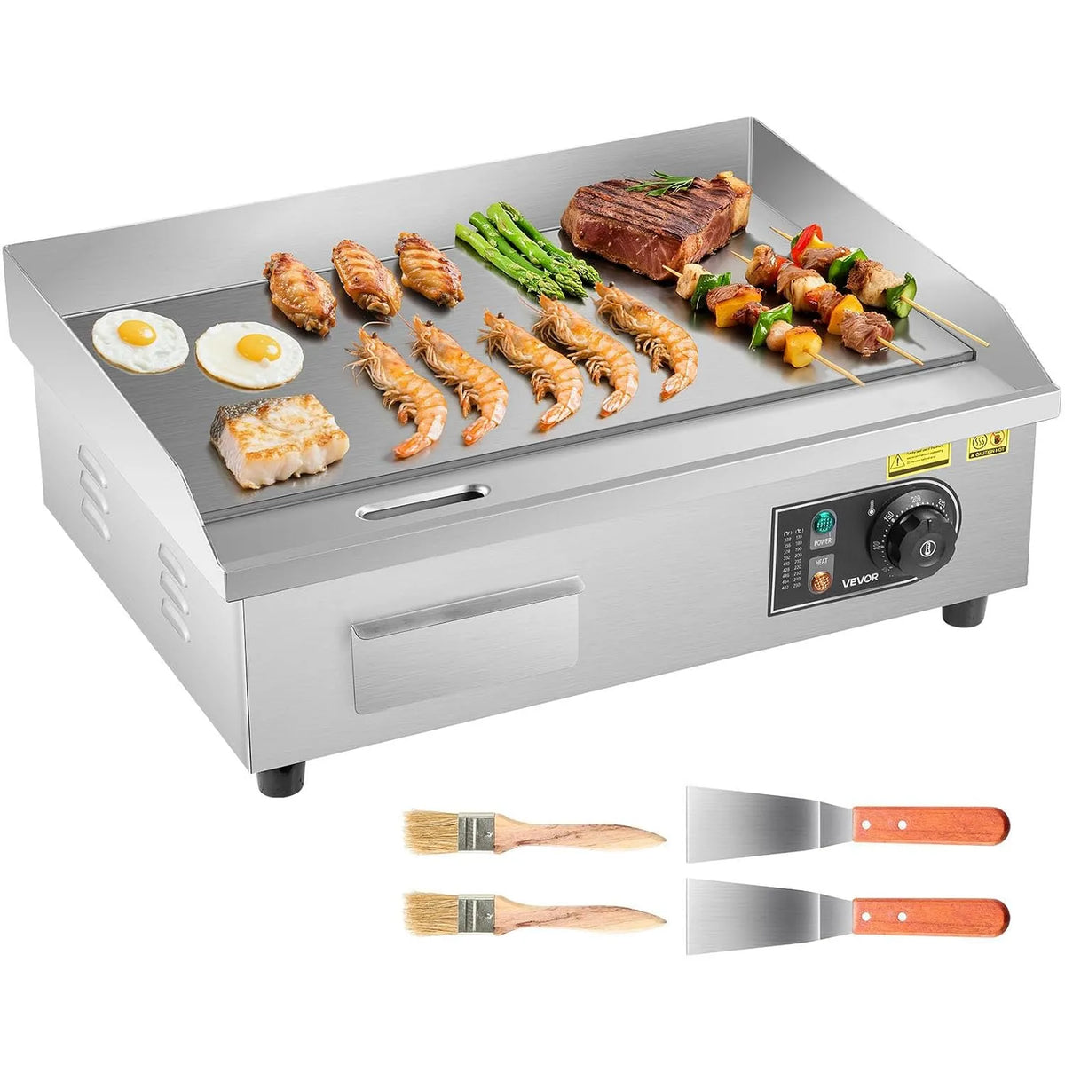 Vevor Grill, Maße 535 x 300 mm, Leistung 3200 W mit 50-300 °C einstellbarer Temperaturregelung, Elektrogrill gewerbliche Grillplatte