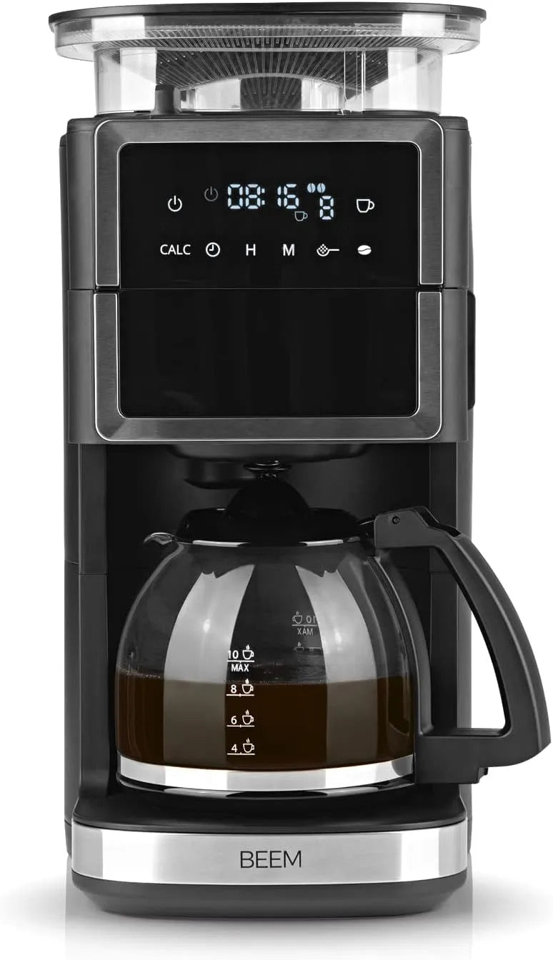Kaffeemaschine 24-H-Timer, für bis zu 10 Tassen, Leistung 1000 W, Aroma-Plus-Funktion, Edelstahl, Mit Glaskanne & Warmhaltefunktion