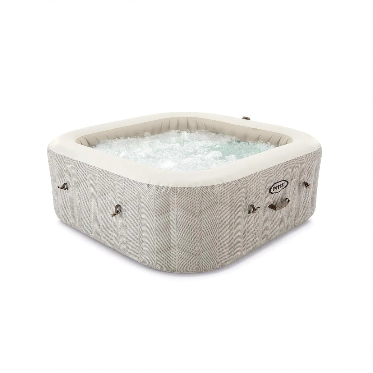 Intex Whirlpool 28472NP, Maße 196 x 196 x 71 cm, 6 Plätze, 170 Düsen, Aufblasbarer PureSpa Chevron Deluxe, PVC, mehrfarbig