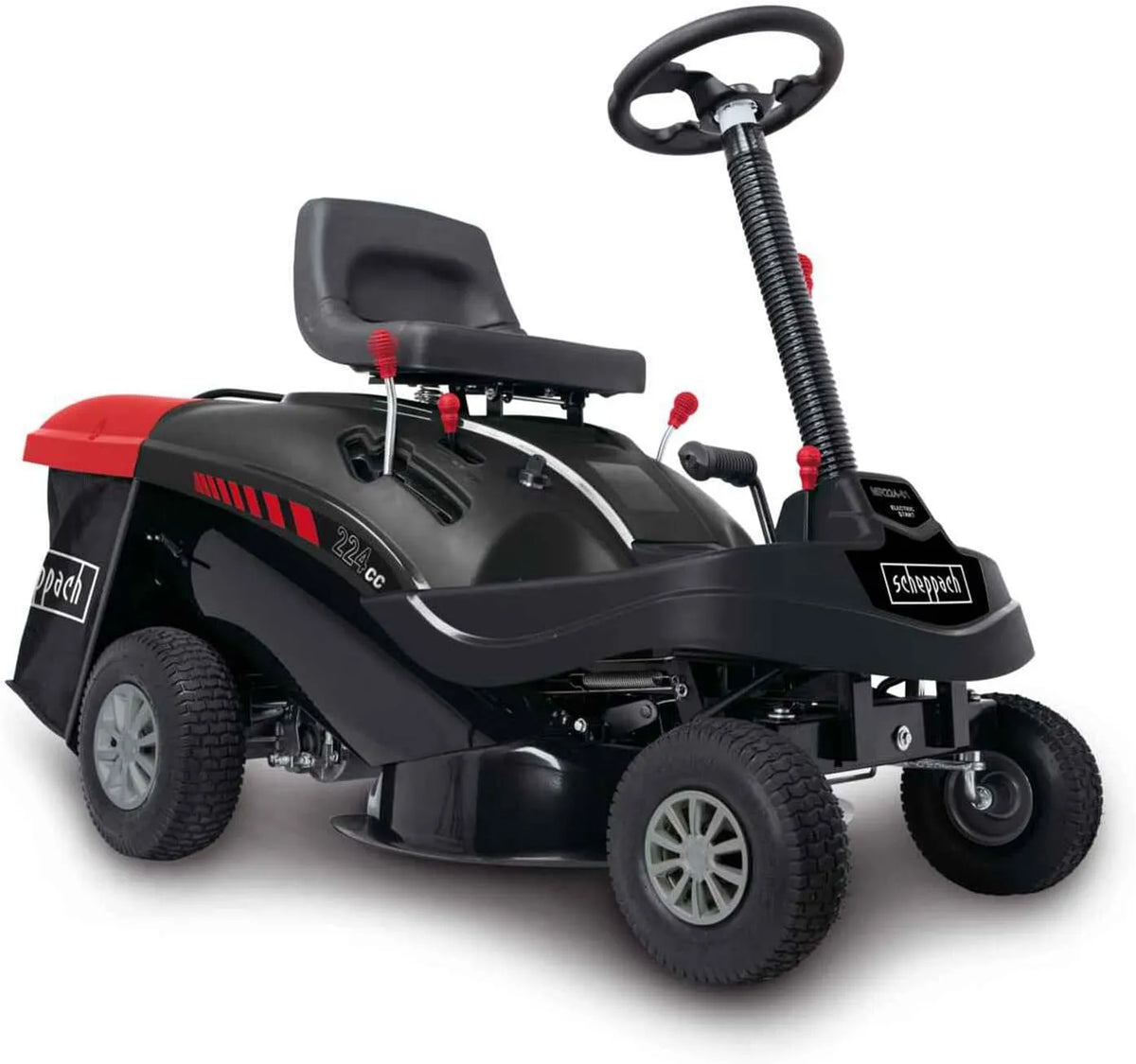 Scheppach Rasenmäher MR224-61 8PS 1xRückwärtsgang, Fassungsvermögen 150 L Fangsack, Schnittbreite 61cm, 5-Fach Höhenverstellung, 4X Vorwärts, E-Start