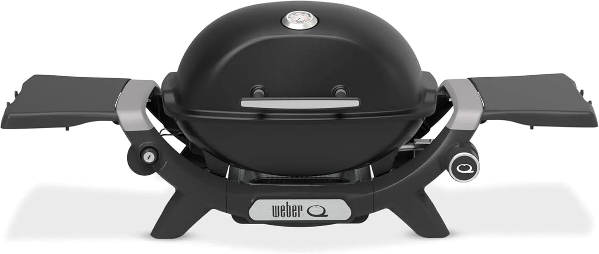 Gasgrill 1200N Weber Q, mit Seitentischen, leichter Grill für Camping, Terrassen & Balkone mit Hochleistungsbrenner, Mitternachtsschwarz