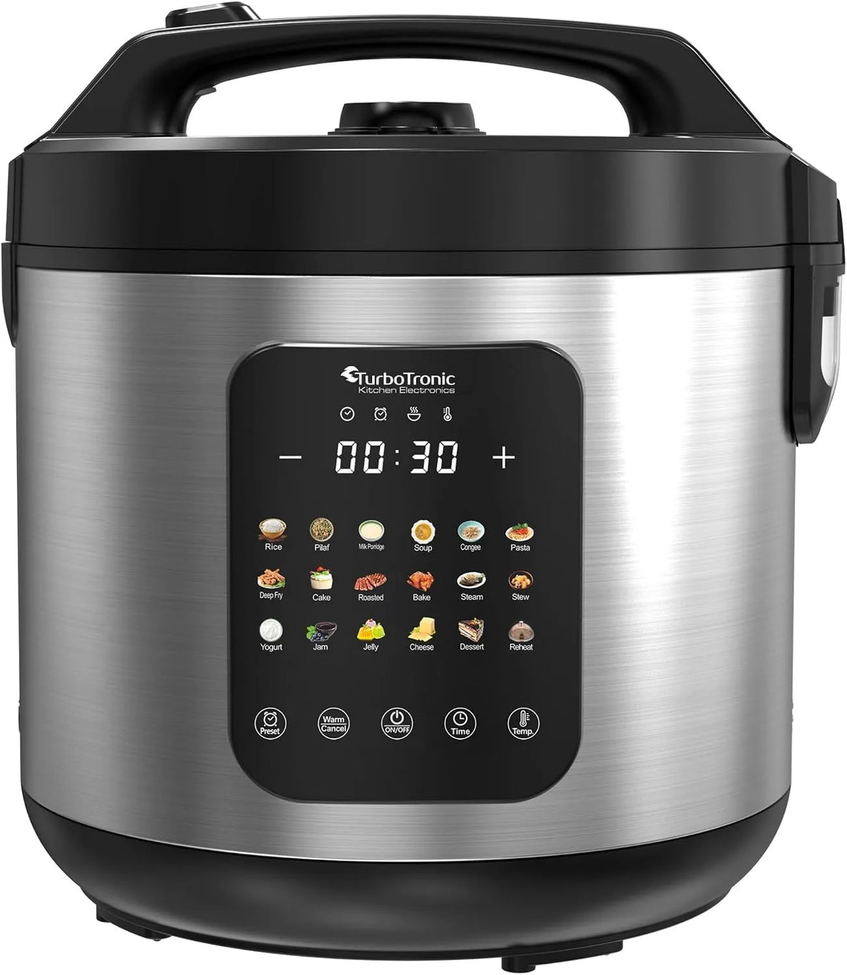Modell neues 2024 Modell mit Schongarer Elektrisch DMC18 TurboTronic MultiKocher, Dampfgarer, Slow Cooker & 18 Betriebsprogramme, Milchreis, Silber