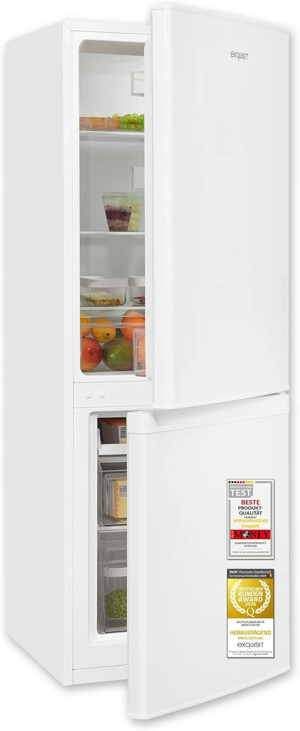 Exquisit Kühl-Gefrierkombination 4-Sterne-Gefrierfach KGC5232-60-E-040C, Fassungsvermögen 173 l Nutzinhalt, 40 dB, Energieklasse C, weiss