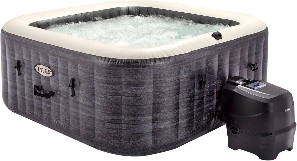 Intex Whirlpool, Maße 145 x 71cm, inklusive. Wasserenthärtungs- & Salzwassersystem, APP Steuerung & LED, 140 Massagedüsen, Heizsystem