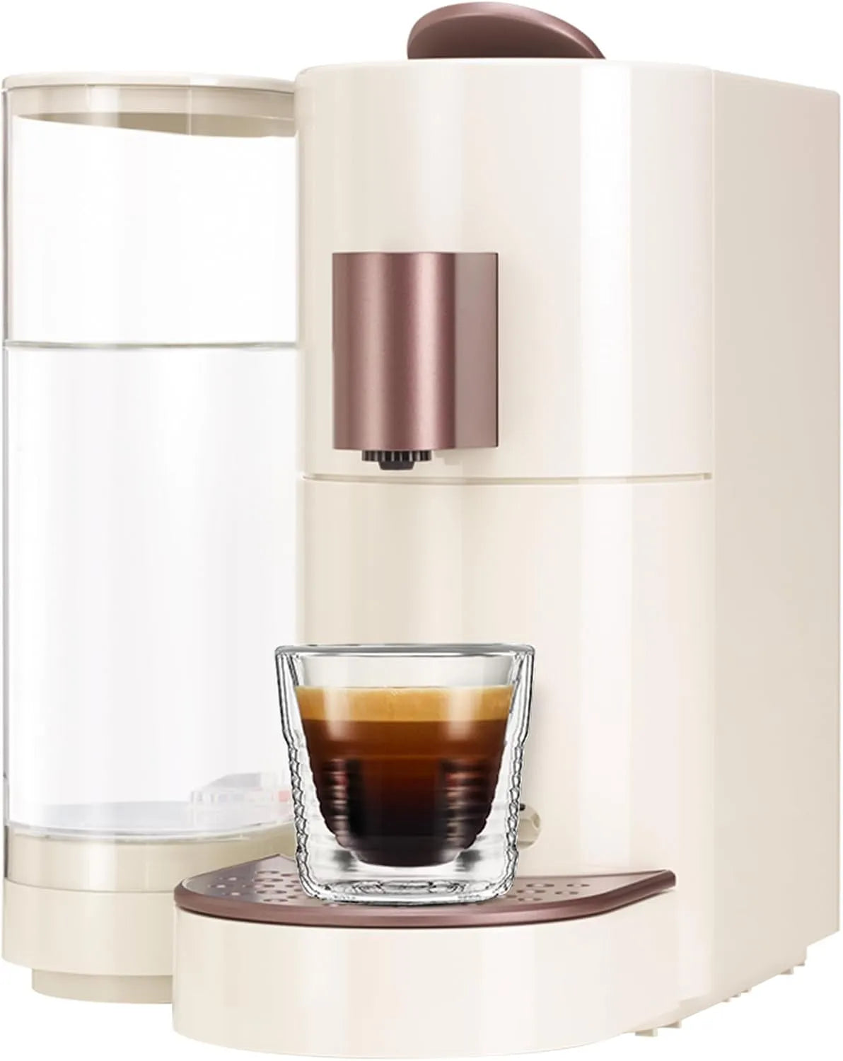 Kaffeemaschine, K-FEE TWINS II Kapselmaschine, Kaffeemaschinen für Kaffee, Beige-Bronze, Fassungsvermögen 2,3L Wassertank, Tee & Kakao