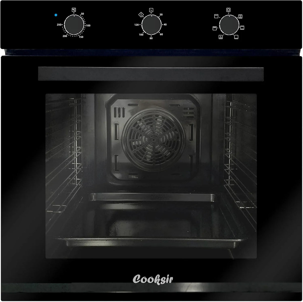 Backofen 60CM-Einbaubackofen 120-Minuten-Timer, Fassungsvermögen 60 Liters Großraumbackofen mit Stecker, Leistung 2200W, 6 Funktionen, Spannung 230V