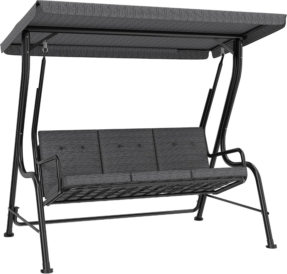Outsunny Hollywoodschaukel, Texteline Farbe Grau 200 x 120 x 170 cm, 3-Sitzer Gartenschaukel, Verstellbares Sonnendach