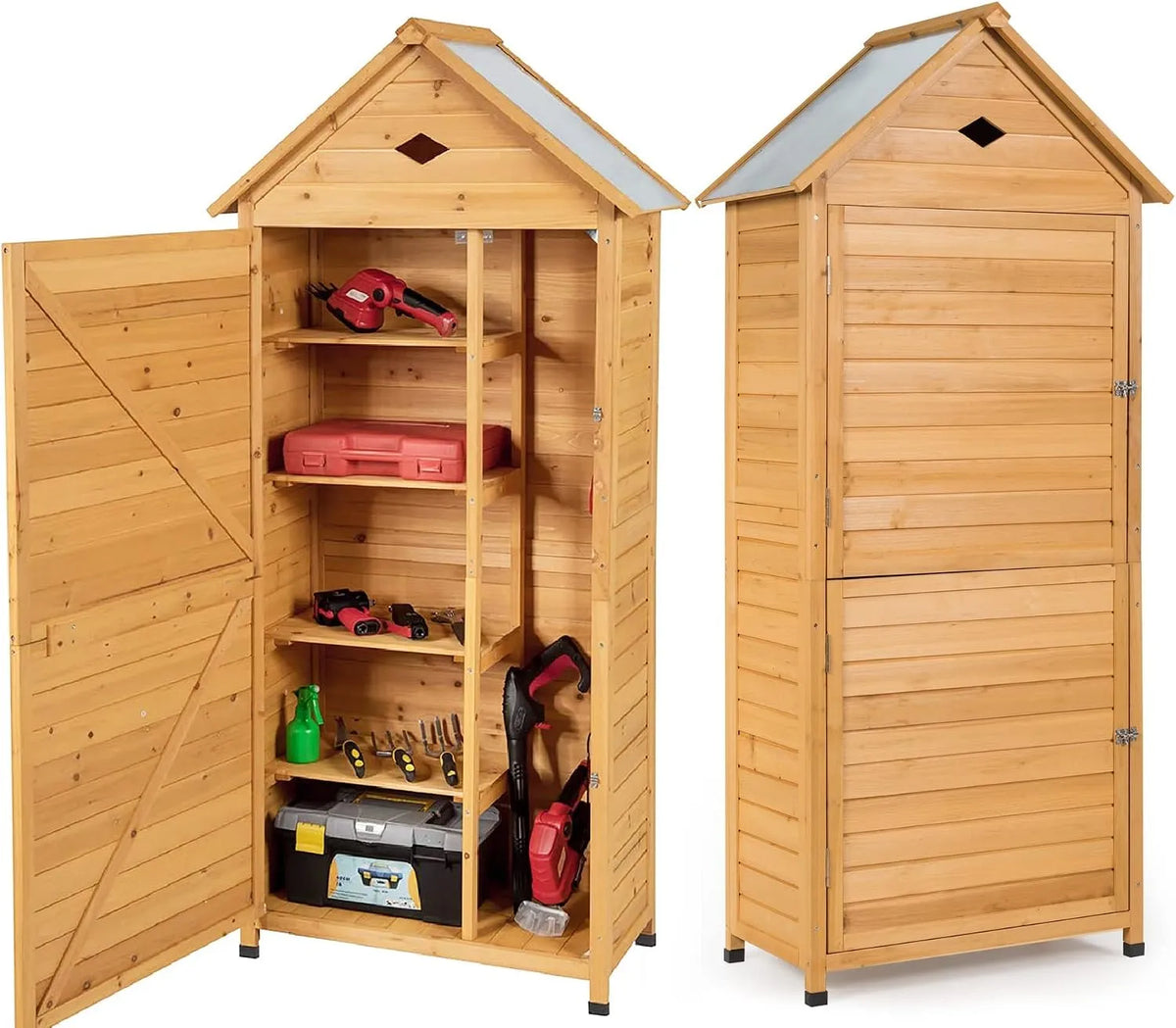 Gartenhaus, GIANTEX Gartenschrank Holz wetterfest Gerätehaus Gartenhütte Gartenschuppen 4