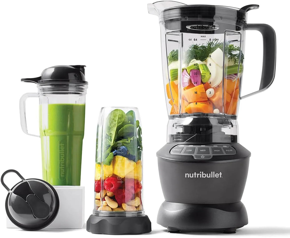 Heiß- und Kaltmixer in Anthrazitgrau Nutribullet Combo, 3 Tassen in verschiedenen Größen, Enthält eine leistungsstarke Basis mit 1200 W