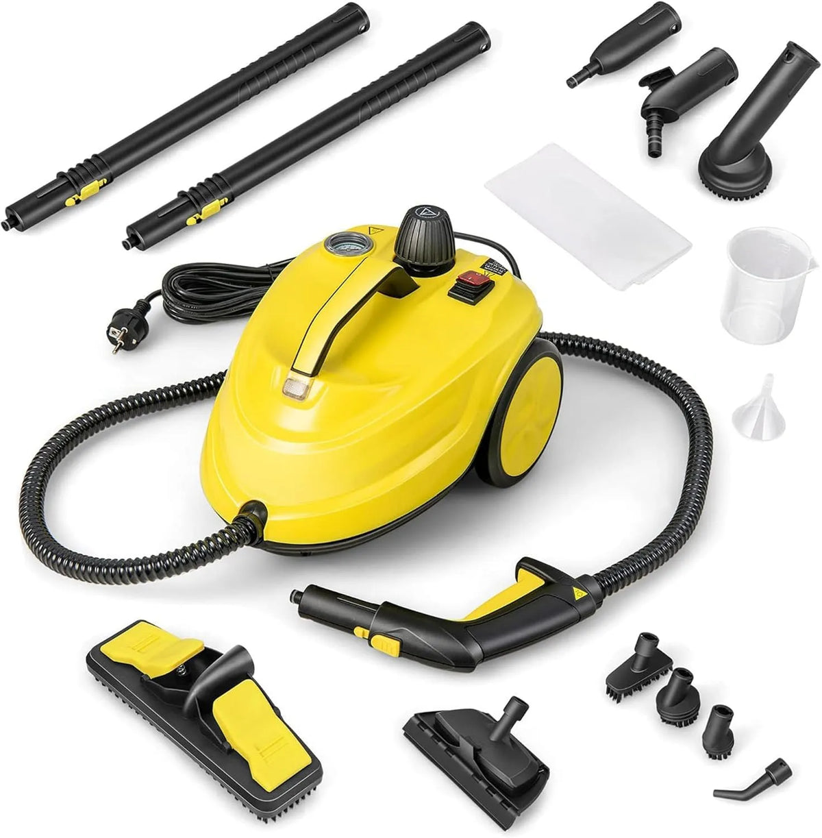 Dampfreiniger, FANTASK 2000W mit 13 Zubehör, Flächenleistung: 108 m², Gelb, Dampfdruck: max. 5 bar, Temperatur: bis zu 160℃, Tank: 1,8L