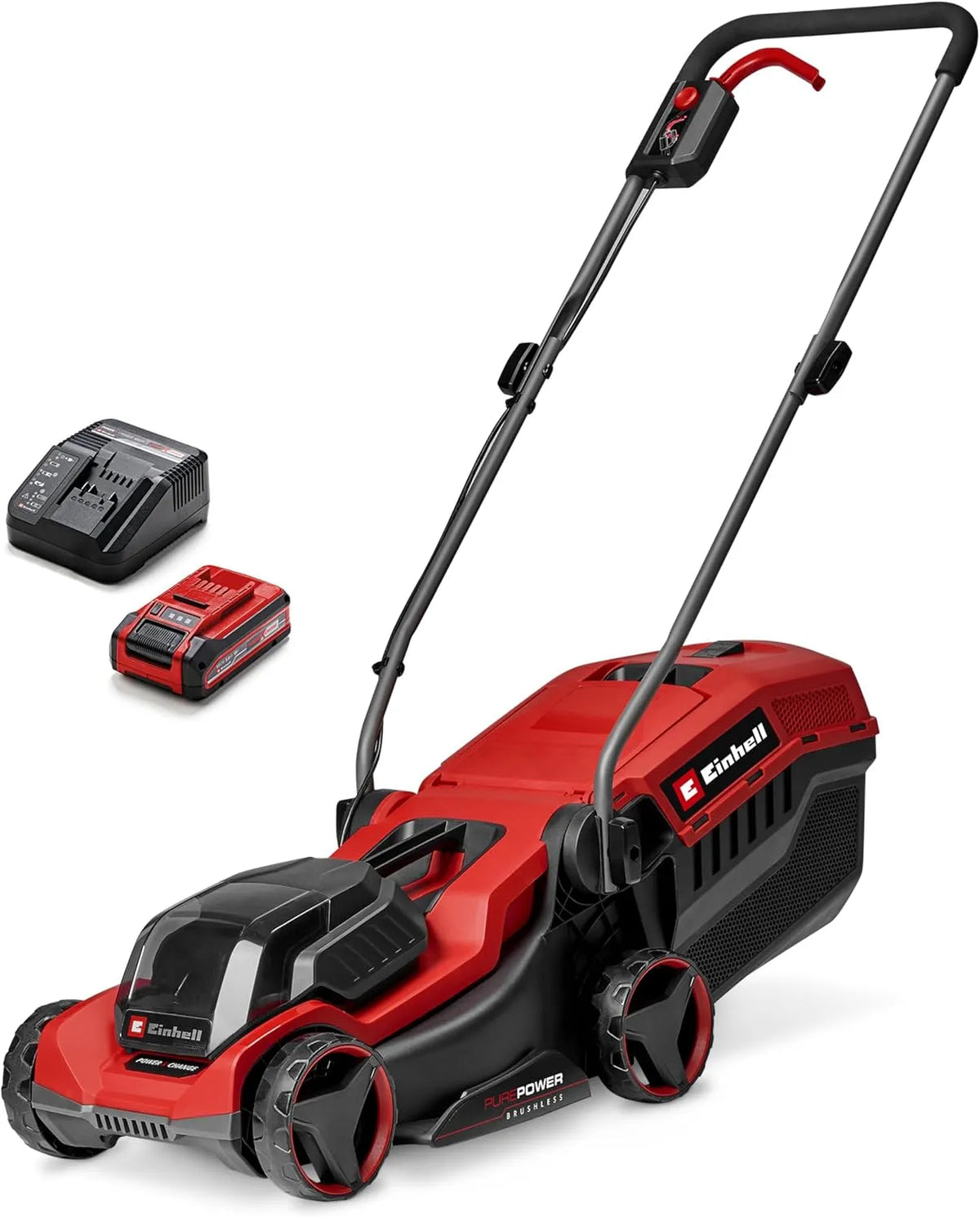 Einhell Rasenmäher, Akku GE-cm 18/30-1 Li BL, Spannung 18 V, 30-65 mm Schnitthöhe, 1x3,0Ah, bis 175 m², Fassungsvermögen 27L Grasfangkorb, Brushless