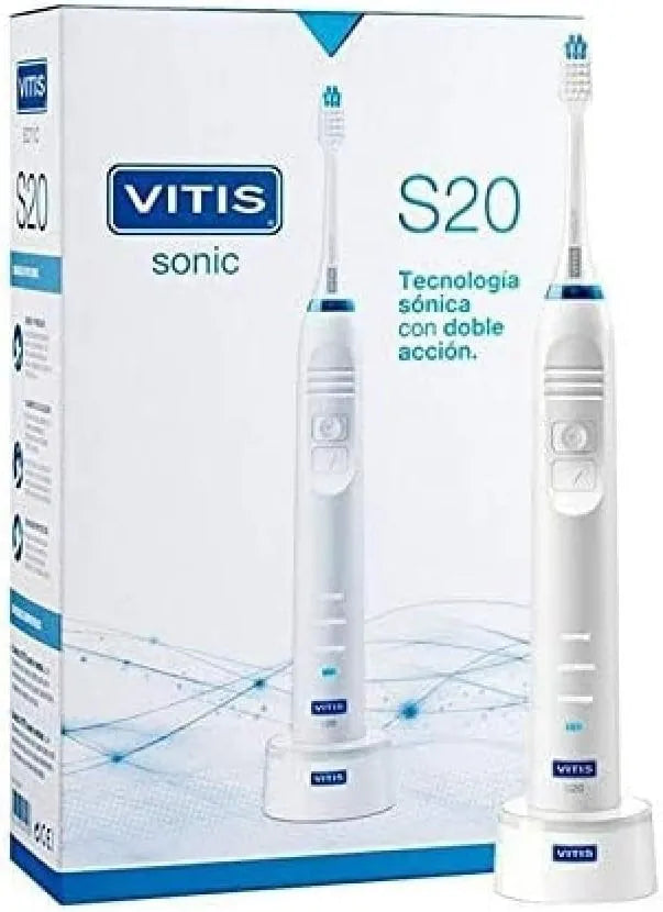 Modell Elektrische Zahnbürste S20 Vitis Sonic, 2 Stück, Weiß, Sonic Pulsationen, Kunststoff, Batteriebetrieben, Erwachsene, Unisex, Weich