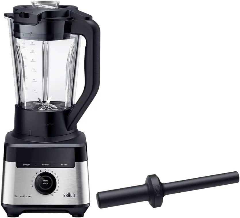 Braun Standmixer JB7550BK, Stampfer & 600 ml Flasche, 10 Geschwindigkeitsstufen + Pulsfunktion, PrecisionCrush-Klinge, in Schwarz, PowerBlend 7