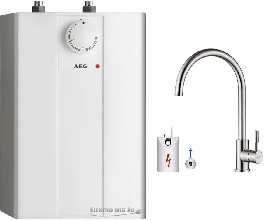 AEG, druckloser Kleinspeicher Huz 5 Basis & GRIFEMA Niederdruck Armatur Küche