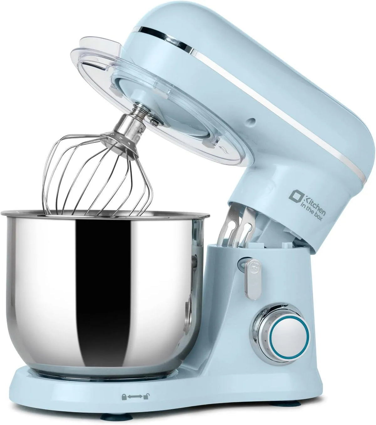 Küchenmaschine, Rührmaschine & Knetmaschine mit 10 Geschwindigkeitsstufen, Rührhaken & Schneebesen, Blau, Kitchen in the box Kompakte 3,5 L