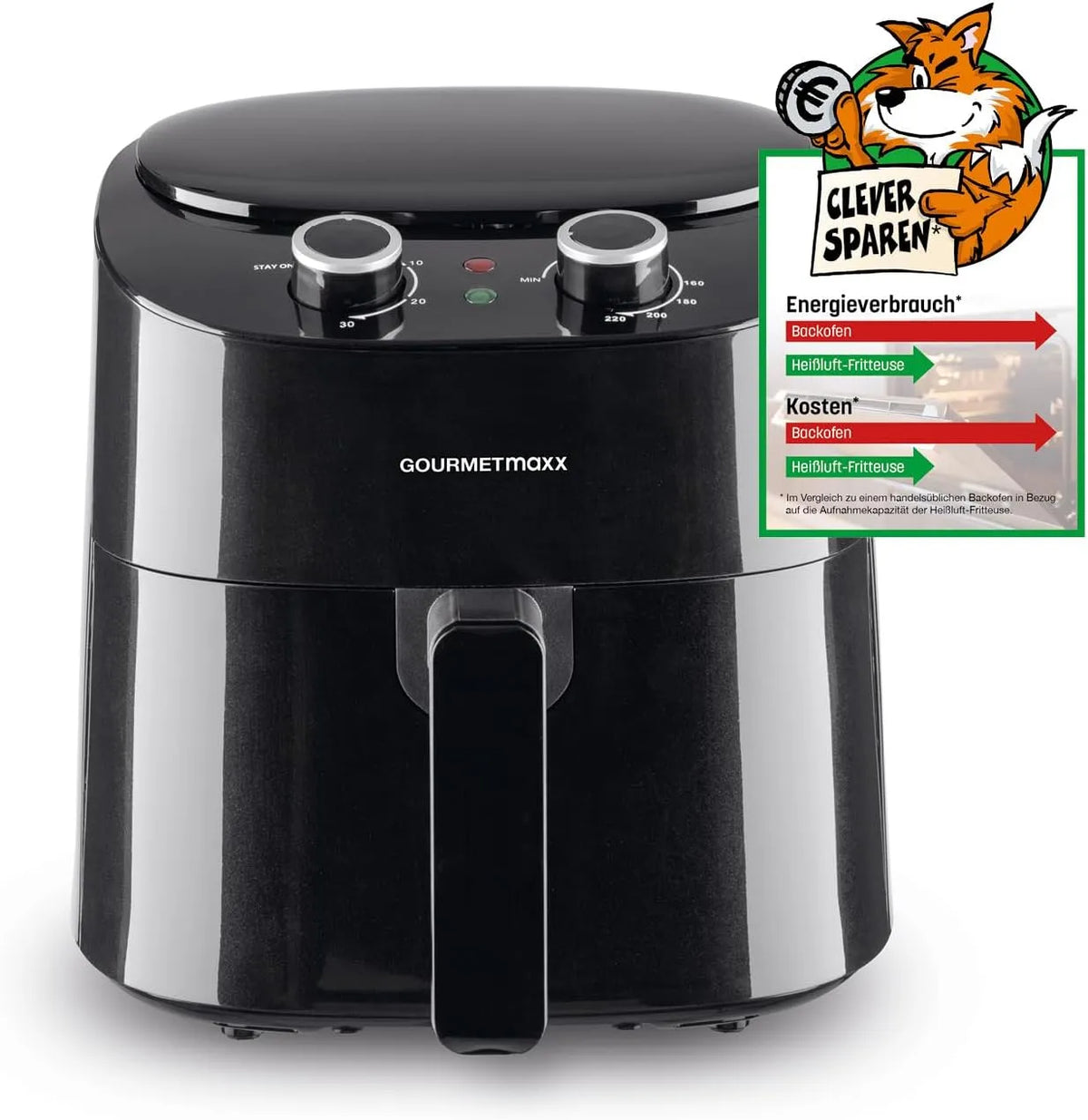 Heißluftfritteuse GOURMETmaxx, Leistung 1400W, Fassungsvermögen 4,5L, Airfryer mit 8 Programmen, Timer- & Stay-On-Funktion, Mit LCD-Display