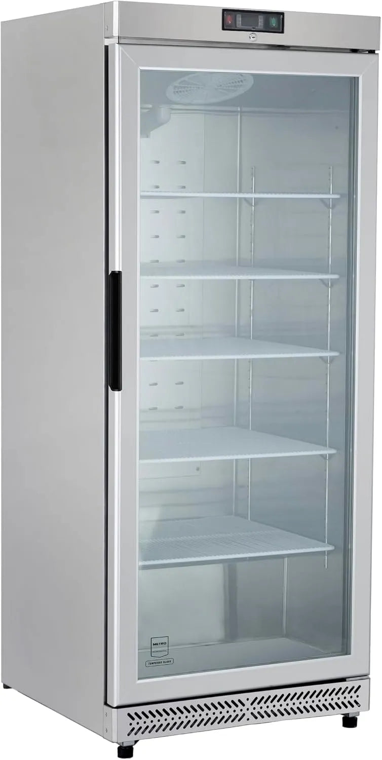 Gefrierschrank GFR6600SG, Fassungsvermögen 380 L, 5 Einlegeböden, 2 Rollen, METRO Professional Glastürgefrierschrank, LED-Beleuchtung, mit Schloss