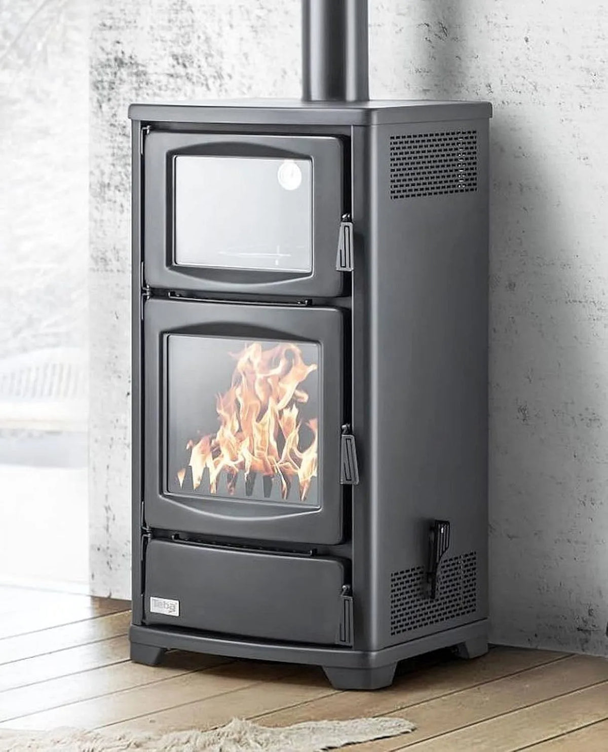 Kaminofen TS 16, mit Backfach Teba Mehrfachbelegung Holzofen 8 kW Kamin Ofen Holz Holzherd Küchenofen