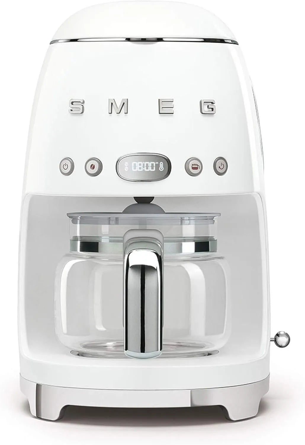 Smeg Kaffeemaschine DCF02WHEU, 2 Intensitätsniveaus, Filter, Warmhaltefunktion, Glaskaraffe bis 12 Tassen, Leistung 1050W, Weiß
