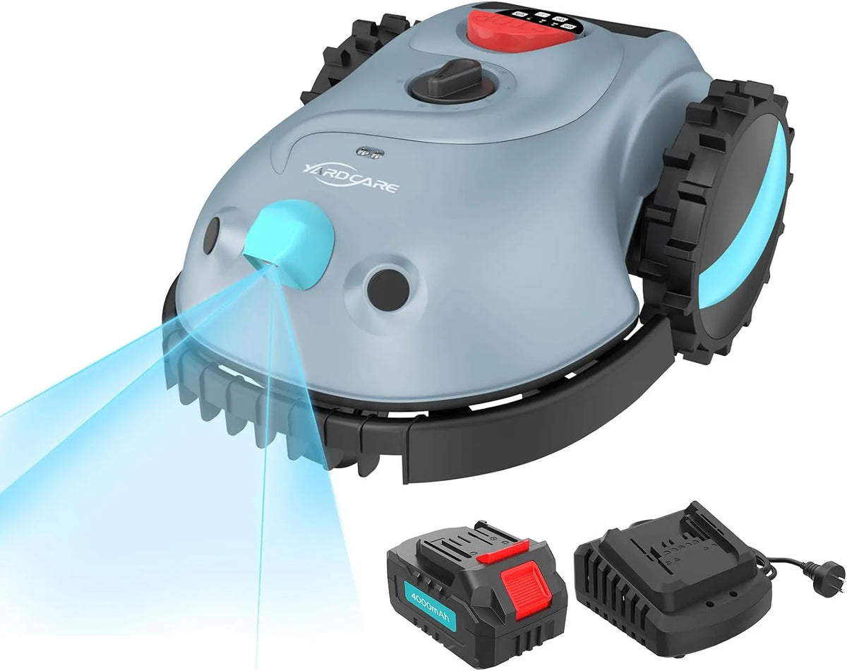 Rasenmäher V100, 4,0 Ah Akku Roboter, mit Vision-Navigation, Rasenroboter mit Graskamm, 150 Arten, YARDCARE Mähroboter ohne Begrenzungskabel