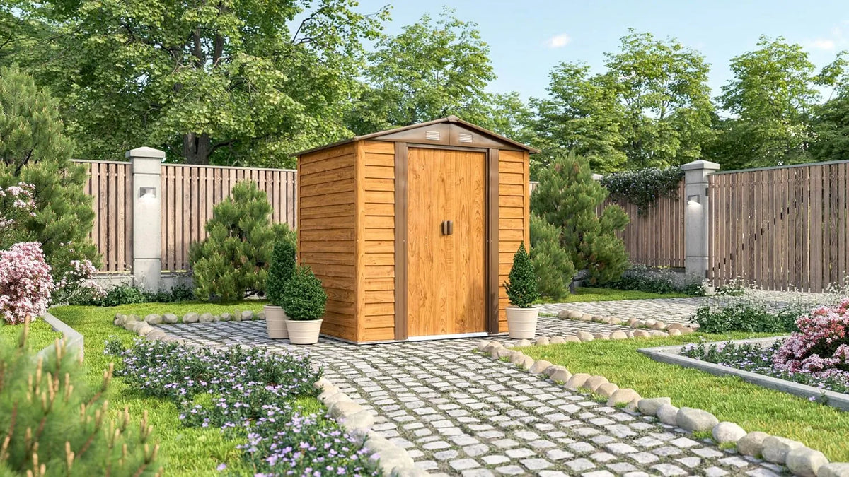 Braun Gerätehaus II 65, 2,48 m², Frankfurt ', Wetterfestes & stabiles Gartenhaus, Geräteschuppen aus verzinktem Stahlblech
