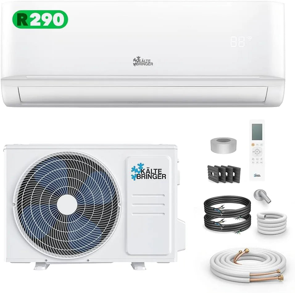 Klimaanlage 55qm, Kältebringer R290 Split, 12000 BTU, Leistung 3,4 kW, 5m Kupferleitung, Kältemittel R290, Montagematerial, WiFi & App, bis