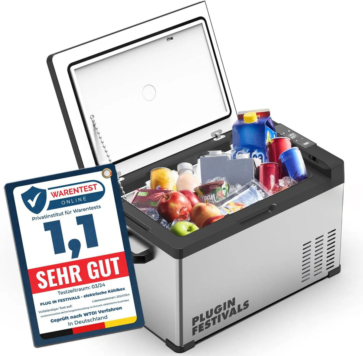 Kühlbox elektrische, Kompressor Gefrierbox bis -20 Grad, Camping Kühlschrank, Spannung 12V 230V, Fassungsvermögen 30 Liter, Auto