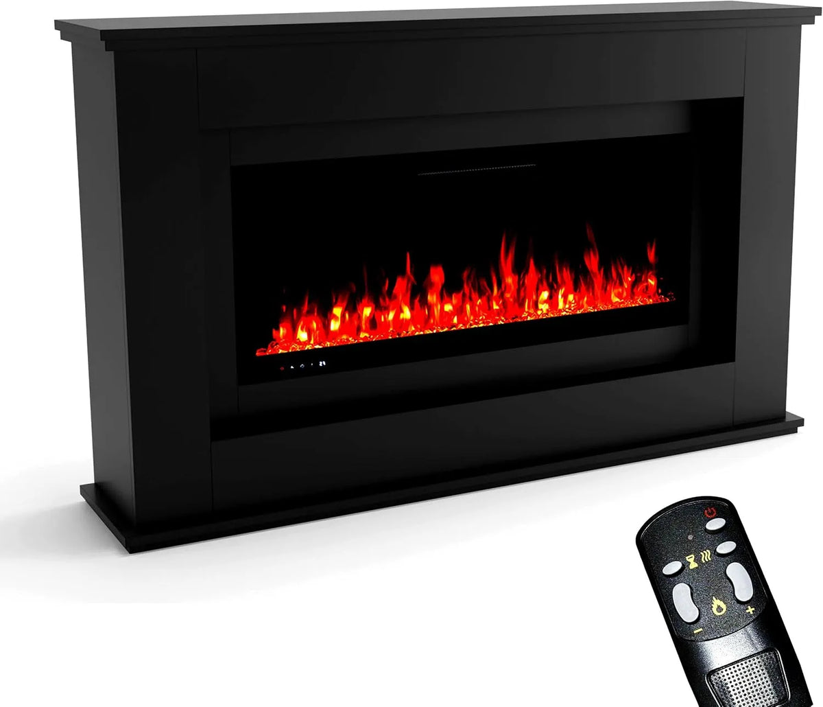 Elektrokamin GLOW FIRE, elektrischer Kamin mit LED-Feuer in 5 Farben, Standkamin Rhea, Deko & Fernbedienung, Maße 158x97x33 cm, Heizlüfter