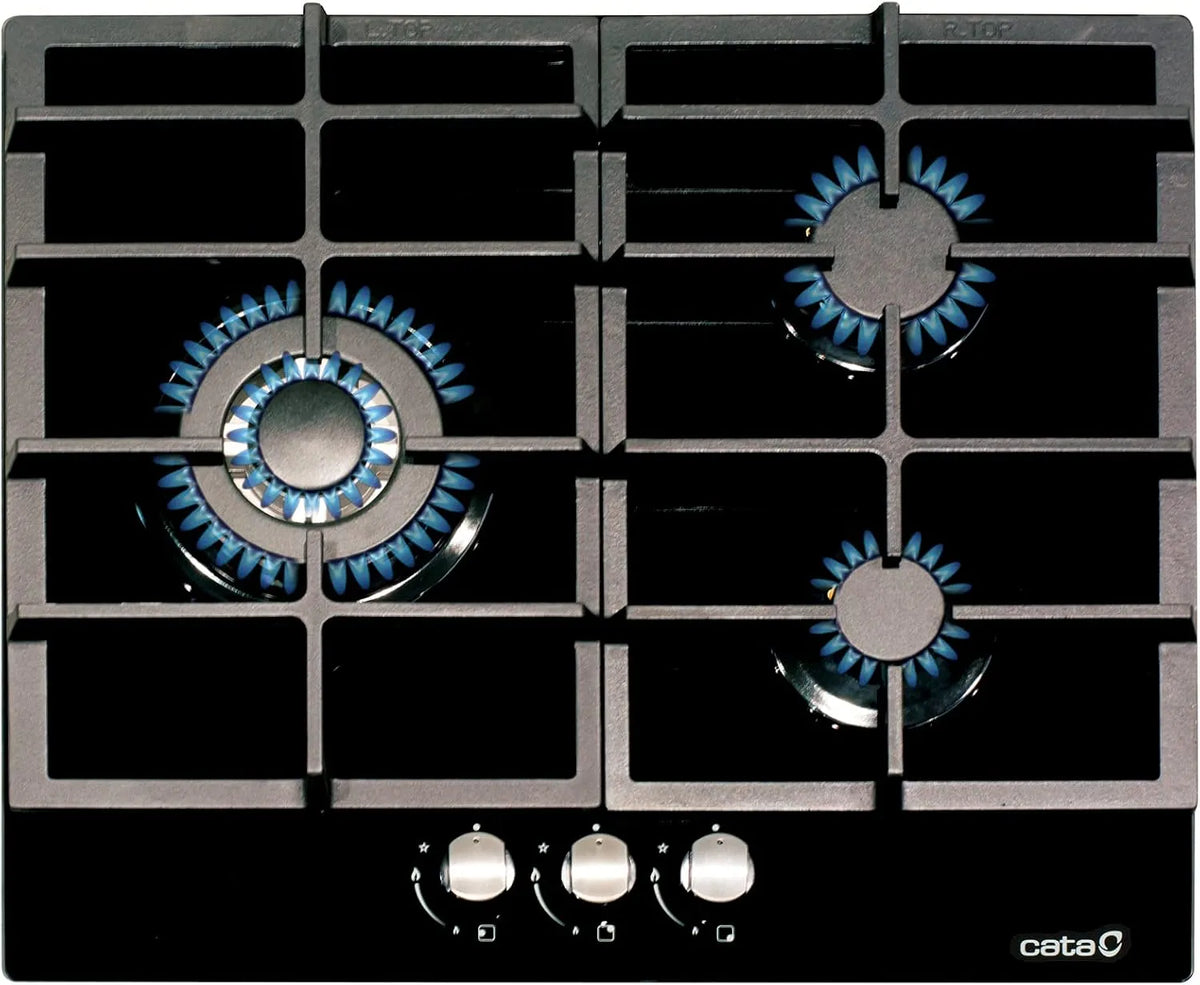Kochfeld LCI 6021 WH, 59 cm Breite, Gesamtleistung 6,25 kW, Gasherd mit Butangas und 3 Gaskochfeldern, 1 Dreifache Krone, Cata